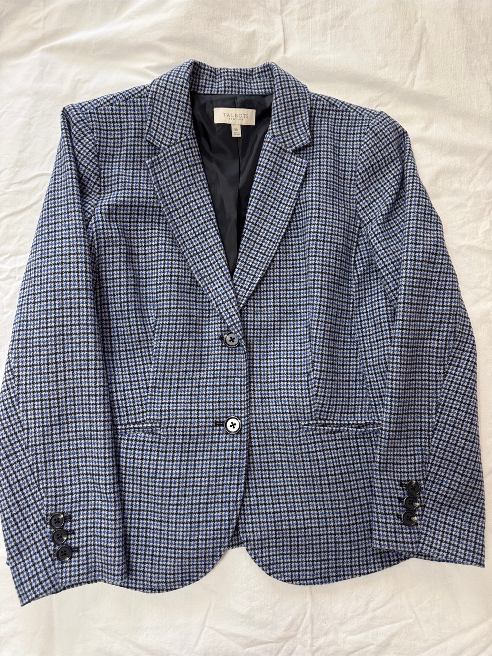 Talbots Blue and Navy Houndstooth Blazer